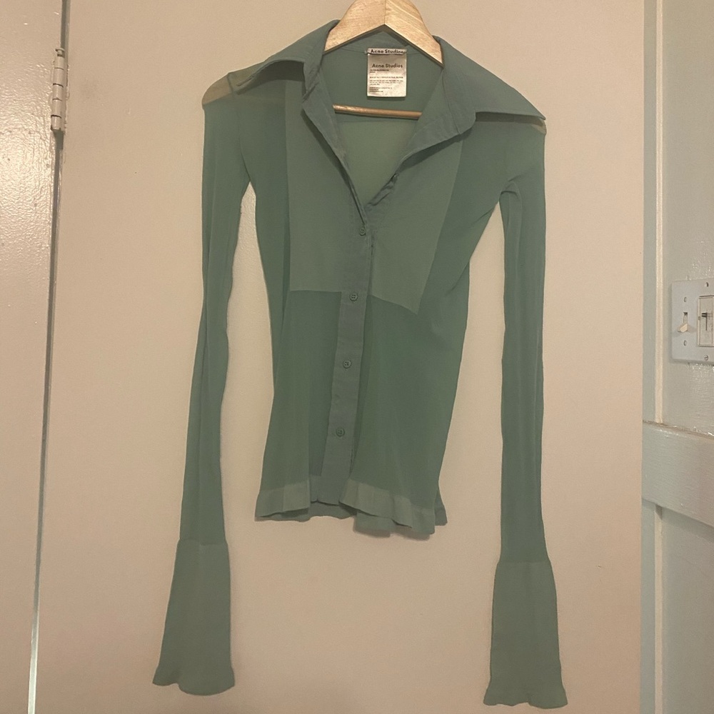 Acne Studios Mesh Turquoise Top
